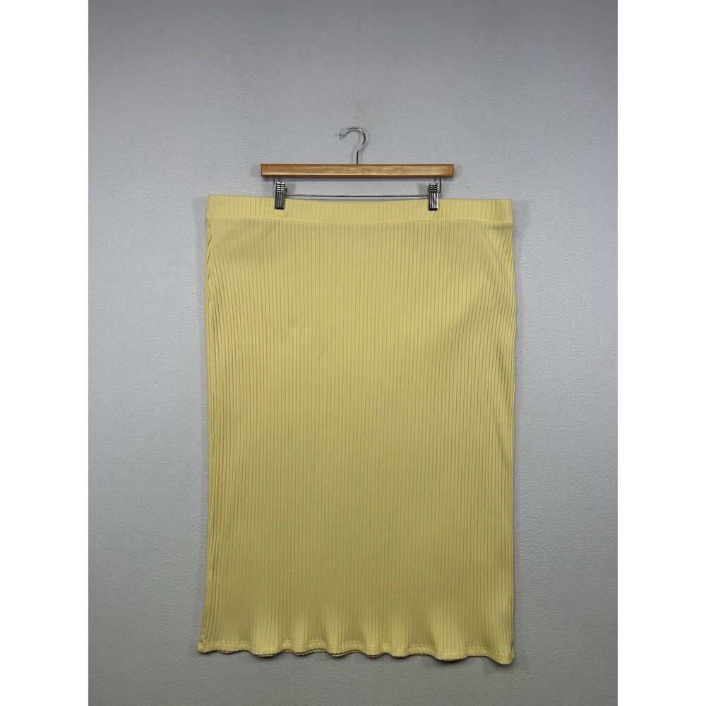 Minimalist Pastel Old Navy Womens XXL Yellow Ribbed Knit Midi Skirt